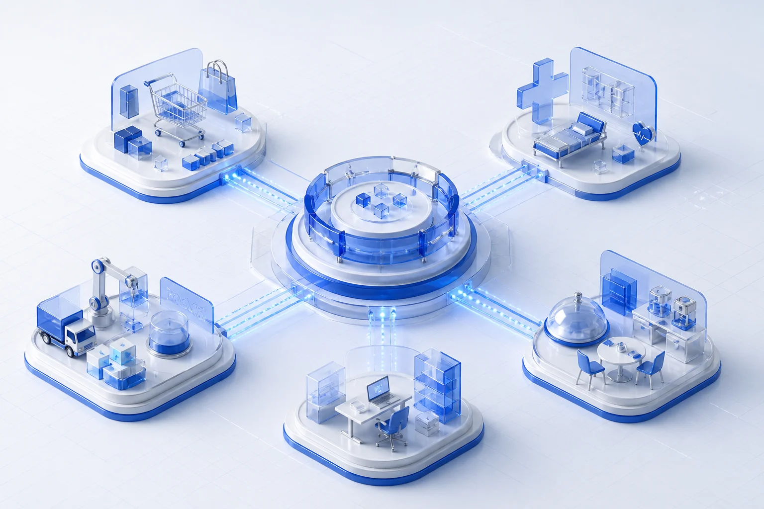 Five connected industry operating systems for commerce, healthcare, field services, hospitality, and professional services